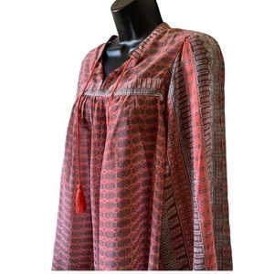 Lucky Brand Boho Sheer Blouse Size Large